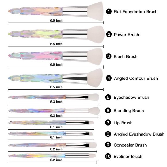 10 Make-up Brushes Kit for Powder Liquid Cream Cosmetics Blending Blush - Picture 5 of 9